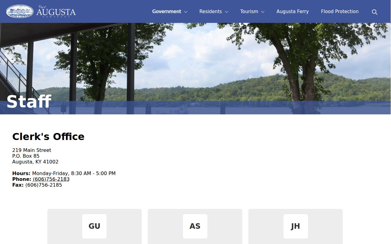 Augusta criminal records contact page for Augusta City Hall and Clerk