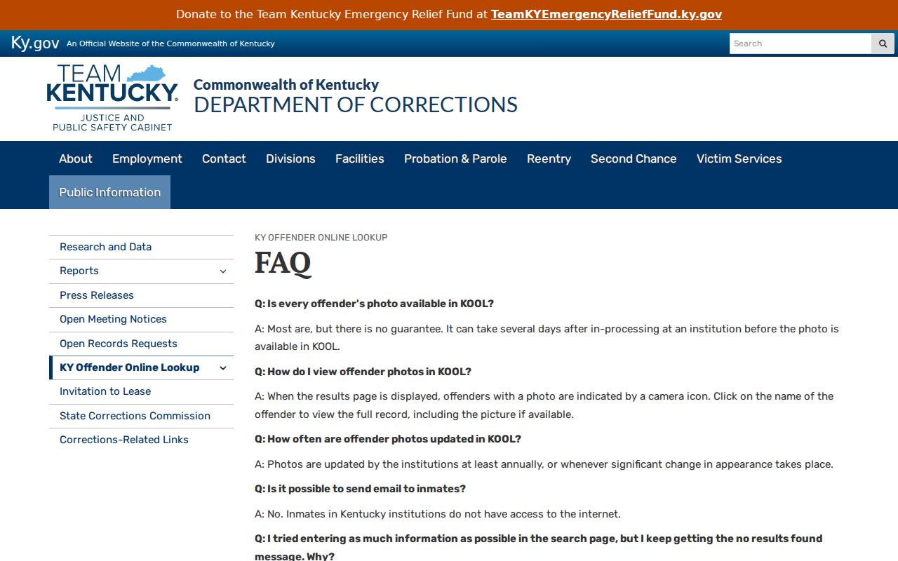 Bracken County arrest lookup KOOL search limitations and fields