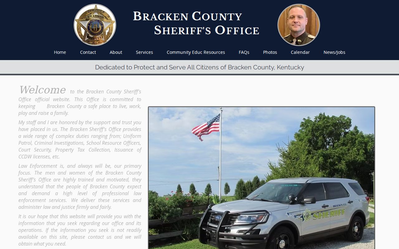 Bracken County criminal history sheriff website