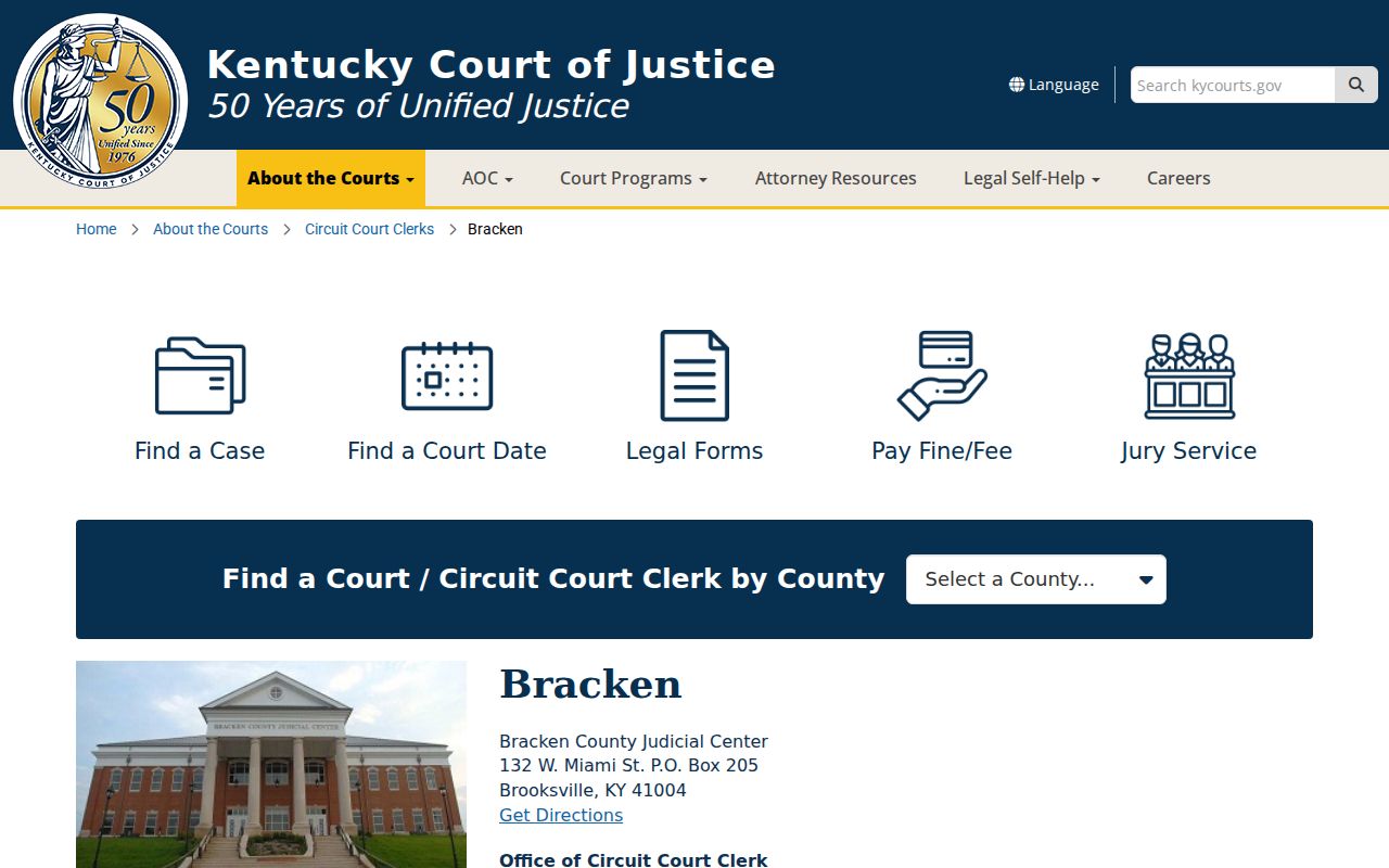 Bracken County criminal court records Judicial Center
