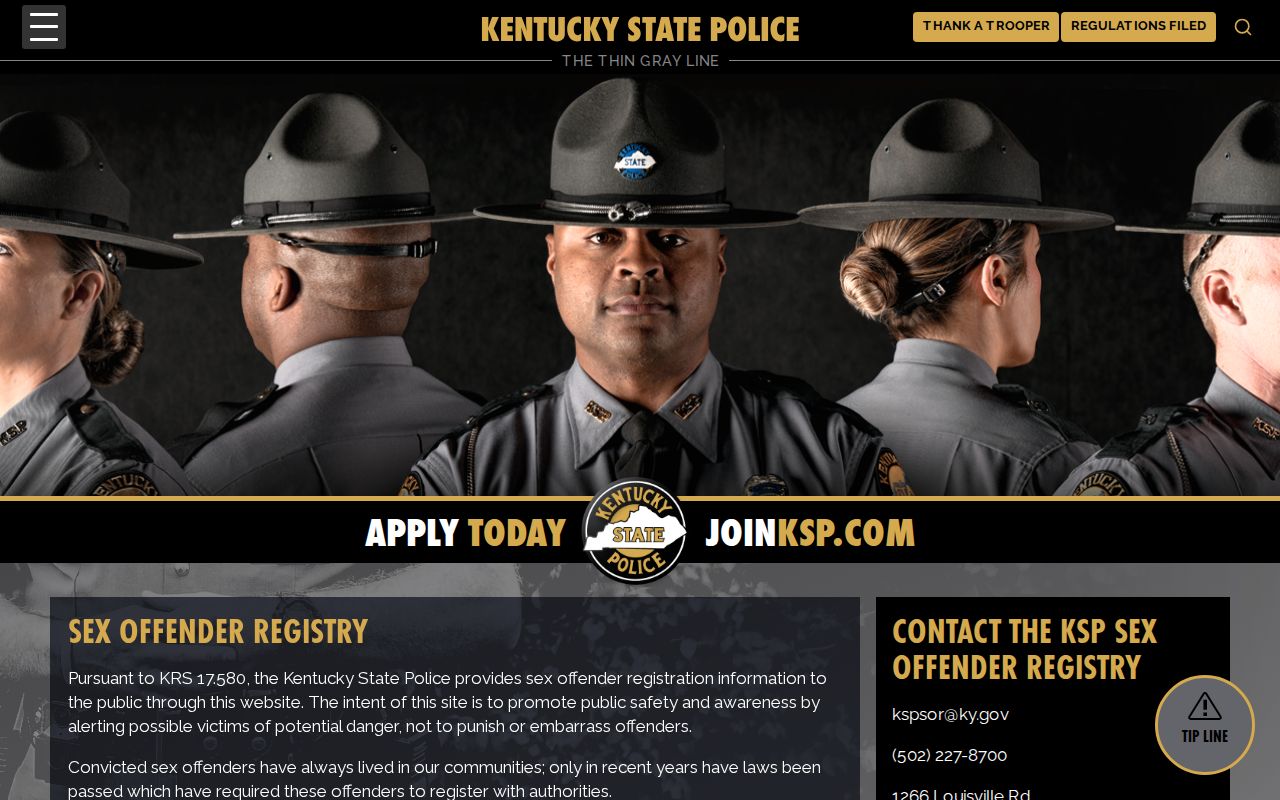Bracken County sex offender registry alerts and KSP lawful-use warning