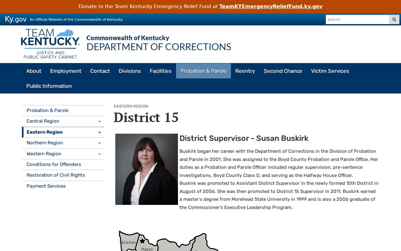 Bracken County criminal record probation and parole office